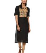 Black printed cotton kurti