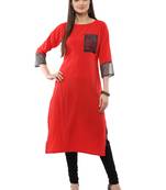 Red plain crepe kurti