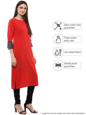 Red plain crepe kurti 2