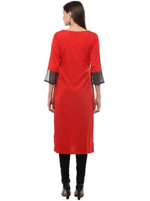 Red plain crepe kurti 3