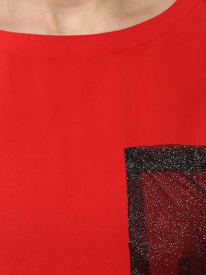 Red plain crepe kurti 5