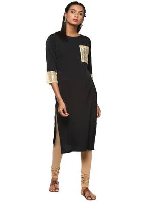 Black plain crepe kurti 1