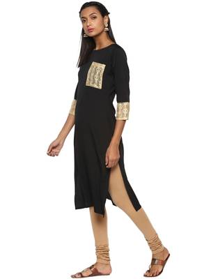Black plain crepe kurti 4