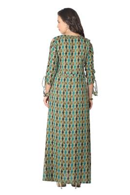 Green printed rayon kurti 2