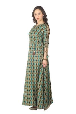Green printed rayon kurti 3