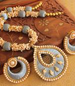 Awesome Handmade Silk Therad Grey Necklace Set