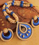 Awesome Handmade Silk Therad Blue Necklace Set