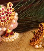 Gorgeous Gold Plated Kemp Green Temple Earrings