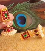 Gorgeous Gold Plated Kemp Green Temple Earrings  