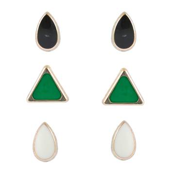 Bright colors pair of 3 stud earrings 1