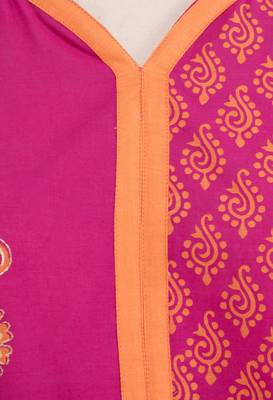 Pink printed cotton long-kurtis 5