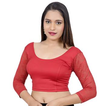 Red Lycra Palin stitched blouse 1