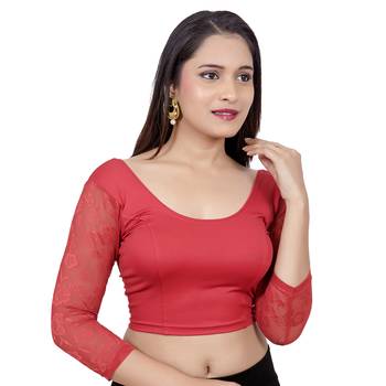 Red Lycra Palin stitched blouse 2
