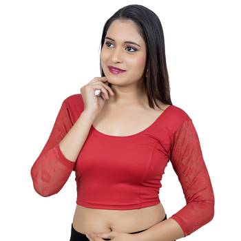 Red Lycra Palin stitched blouse 3