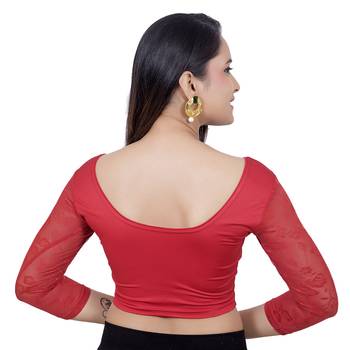 Red Lycra Palin stitched blouse 4
