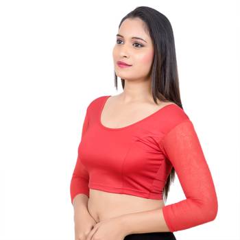 Red Lycra Palin stitched blouse 3