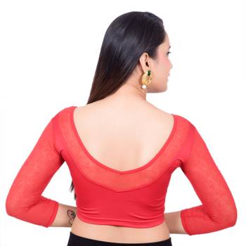 Red Lycra Palin stitched blouse 4