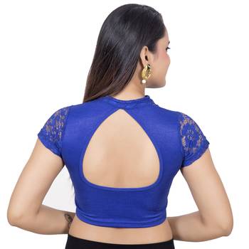 Dark Blue Lycra Palin stitched blouse 4
