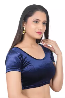 Dark Blue Velvet Palin stitched blouse