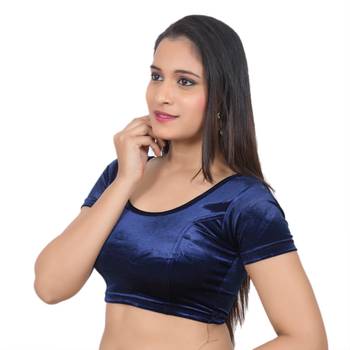 Dark Blue Velvet Palin stitched blouse 3