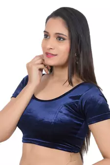Dark Blue Velvet Palin stitched blouse