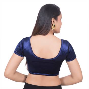 Dark Blue Velvet Palin stitched blouse 4