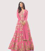 Light-pink resham embroidery net salwar