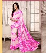 Pink printed georgette saree with blouse