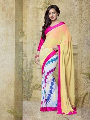 Multicolor printed georgette saree with blouse 1