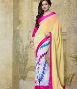 Multicolor printed georgette saree with blouse