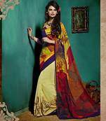 Multicolor printed georgette saree with blouse