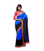 Blue plain jacquard saree with blouse