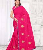 Pink embroidered georgette saree with blouse