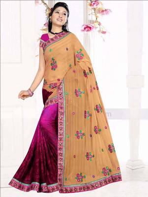 Multicolor printed georgette saree with blouse 1
