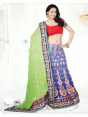 Multicolor embroidered georgette saree with blouse 1