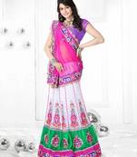 Pink embroidered georgette saree with blouse