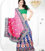 Pink embroidered georgette saree with blouse
