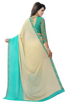 Multicolor printed georgette saree with blouse 8