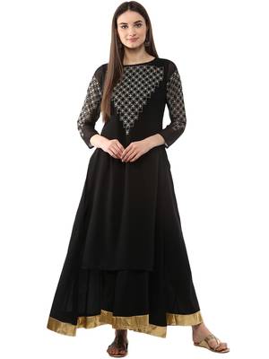 Black printed georgette kurti 1