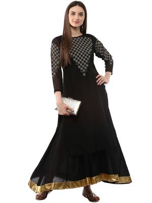 Black printed georgette kurti 2