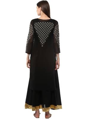 Black printed georgette kurti 3