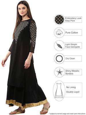 Black printed georgette kurti 4