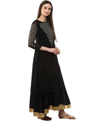 Black printed georgette kurti 5