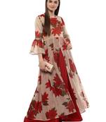 Beige printed chanderi kurti