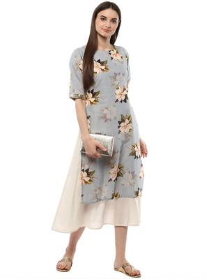 Blue printed cotton kurti 1