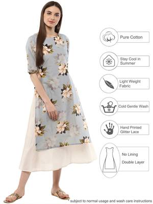 Blue printed cotton kurti 2