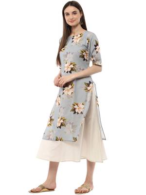 Blue printed cotton kurti 4