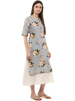 Blue printed cotton kurti 5