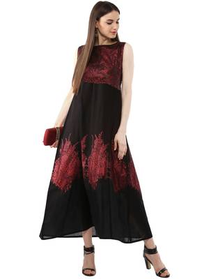 Black printed cotton kurti 1