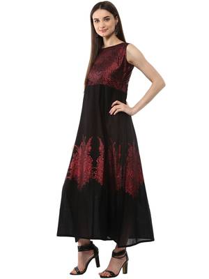 Black printed cotton kurti 4